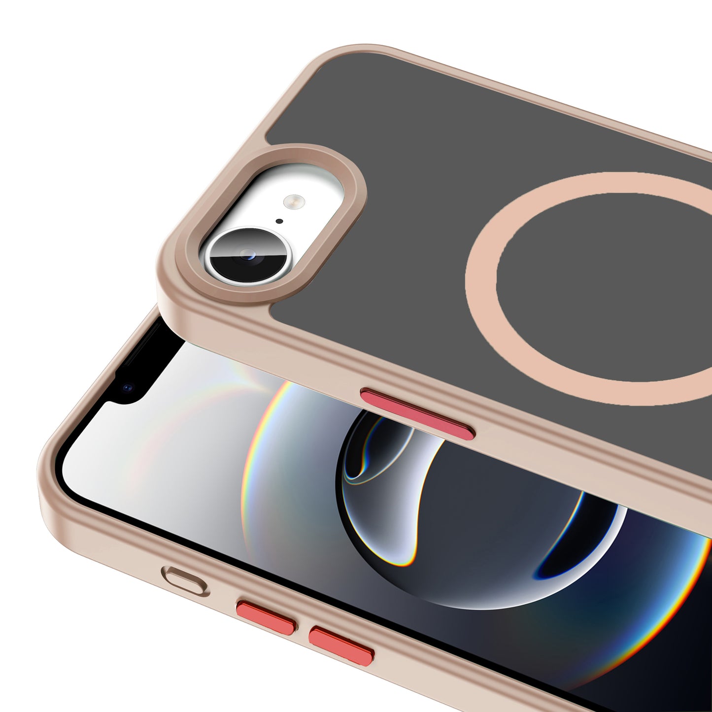 Apple iPhone 16E Kılıf M-safe Şarj Özellikli Mat Arka Yüzey Zore Sio Kapak Rose Gold