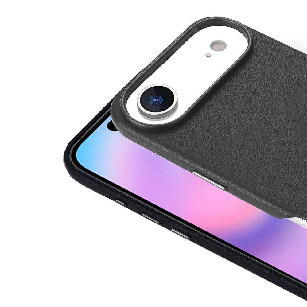 Apple iPhone 17 Air Kılıf M-safe Şarj Özellikli PU Deri Görünümlü Zore Kupra Kapak Siyah