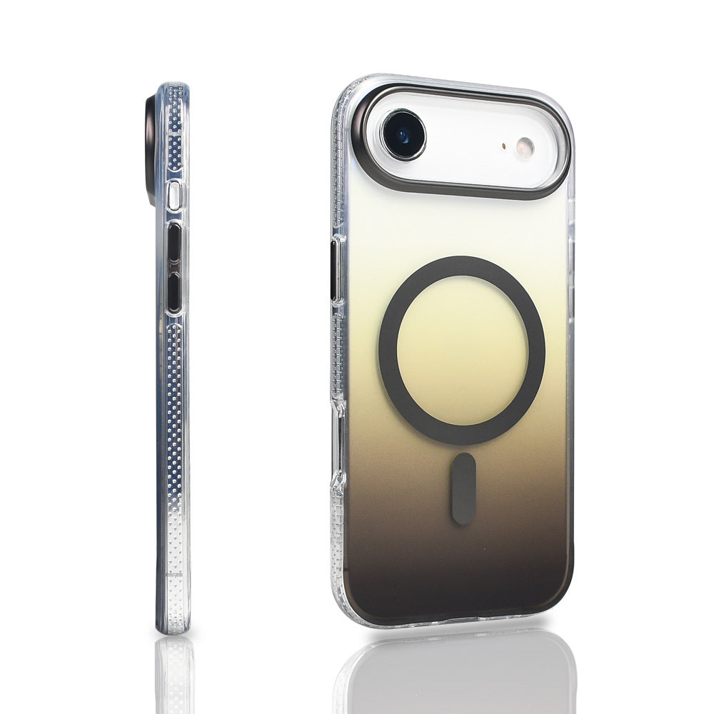 Apple iPhone 17 Air Kılıf M-safe Şarj Özellikli Transparan Renk Geçişli Zore Toros Kapak Gold