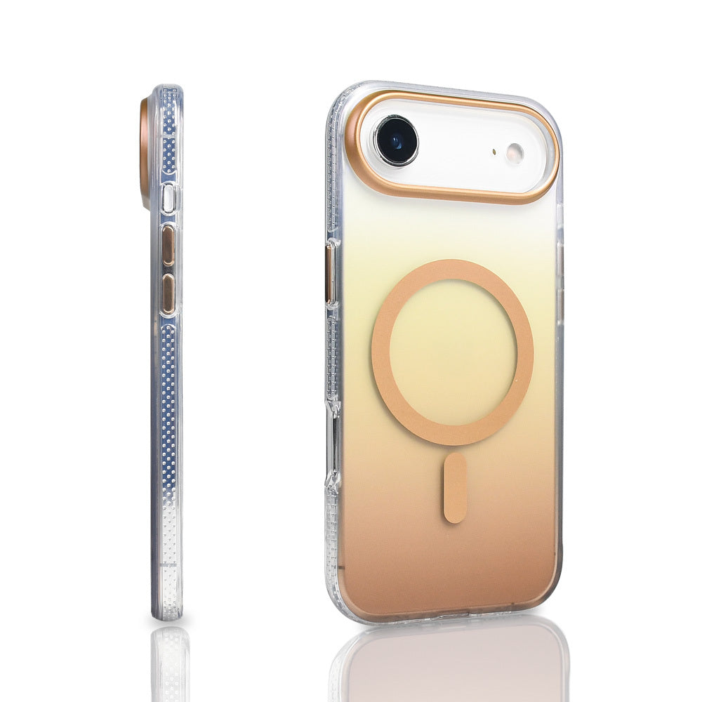 Apple iPhone 17 Air Kılıf M-safe Şarj Özellikli Transparan Renk Geçişli Zore Toros Kapak Siyah