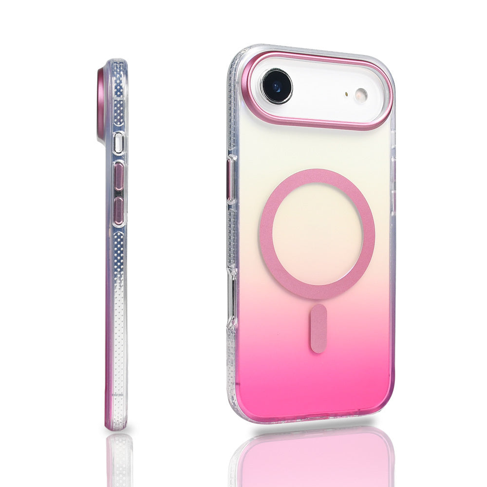 Apple iPhone 17 Air Kılıf M-safe Şarj Özellikli Transparan Renk Geçişli Zore Toros Kapak Mavi