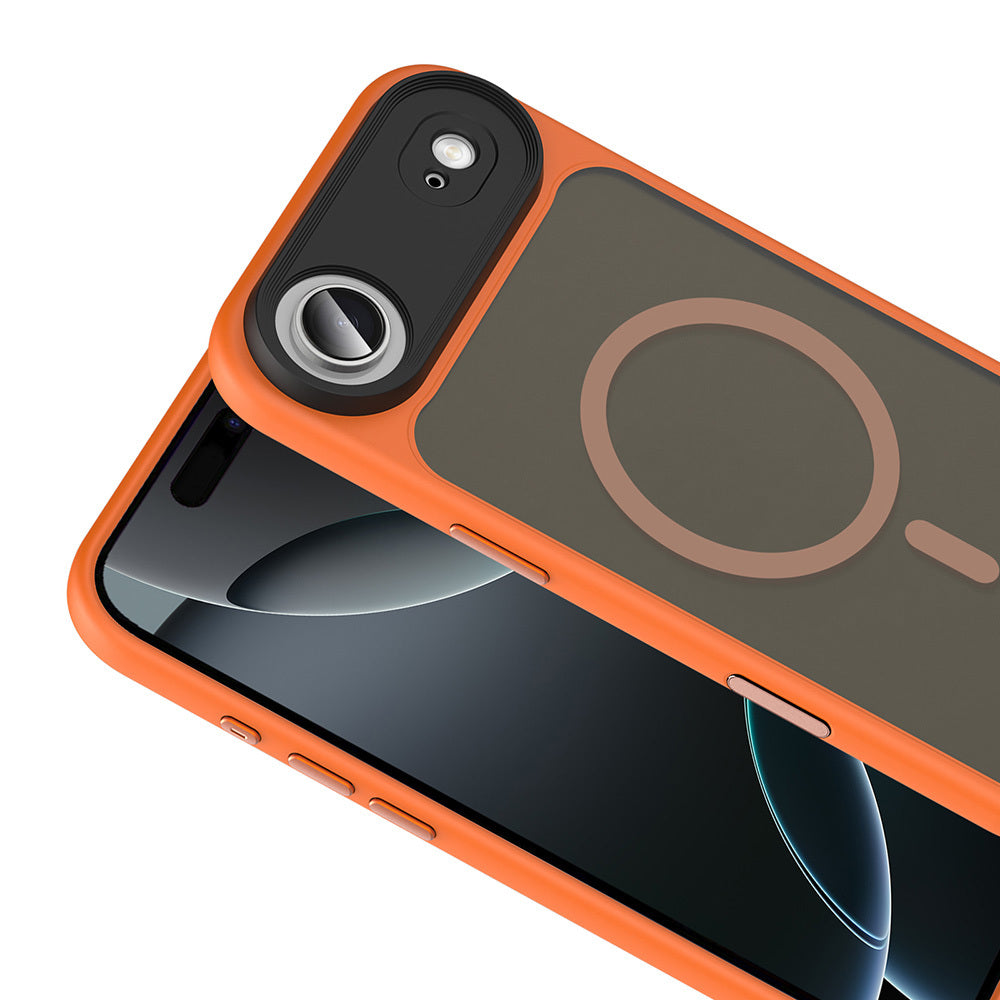 Apple iPhone 17 Air Kılıf Mat Arka Yüzey Wireless Şarj Özellikli Zore Flet M-safe Kapak Desert Titanyum