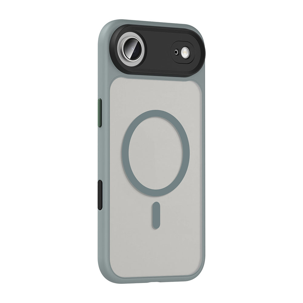 Apple iPhone 17 Air Kılıf Mat Arka Yüzey Wireless Şarj Özellikli Zore Flet M-safe Kapak Gri