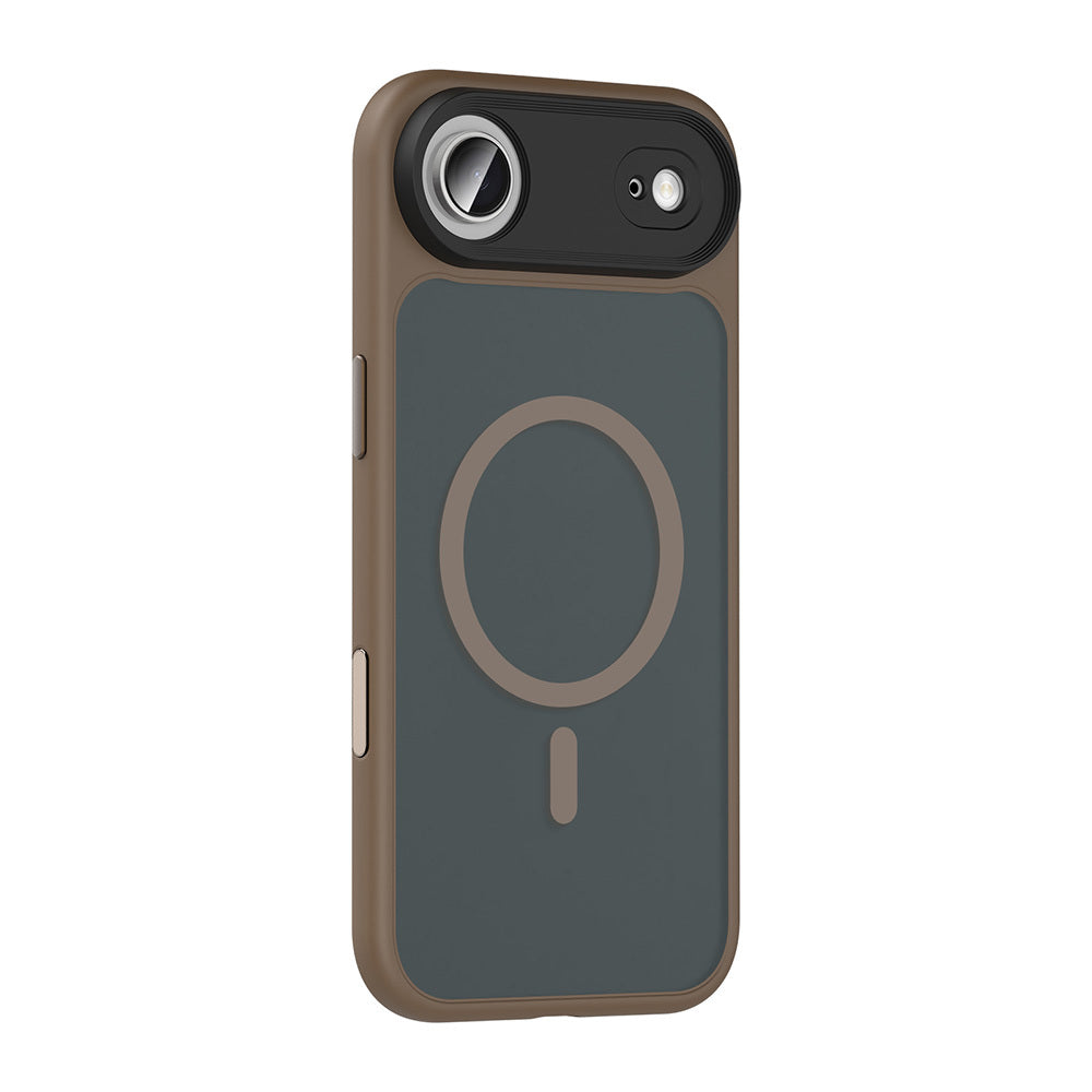 Apple iPhone 17 Air Kılıf Mat Arka Yüzey Wireless Şarj Özellikli Zore Flet M-safe Kapak Desert Titanyum