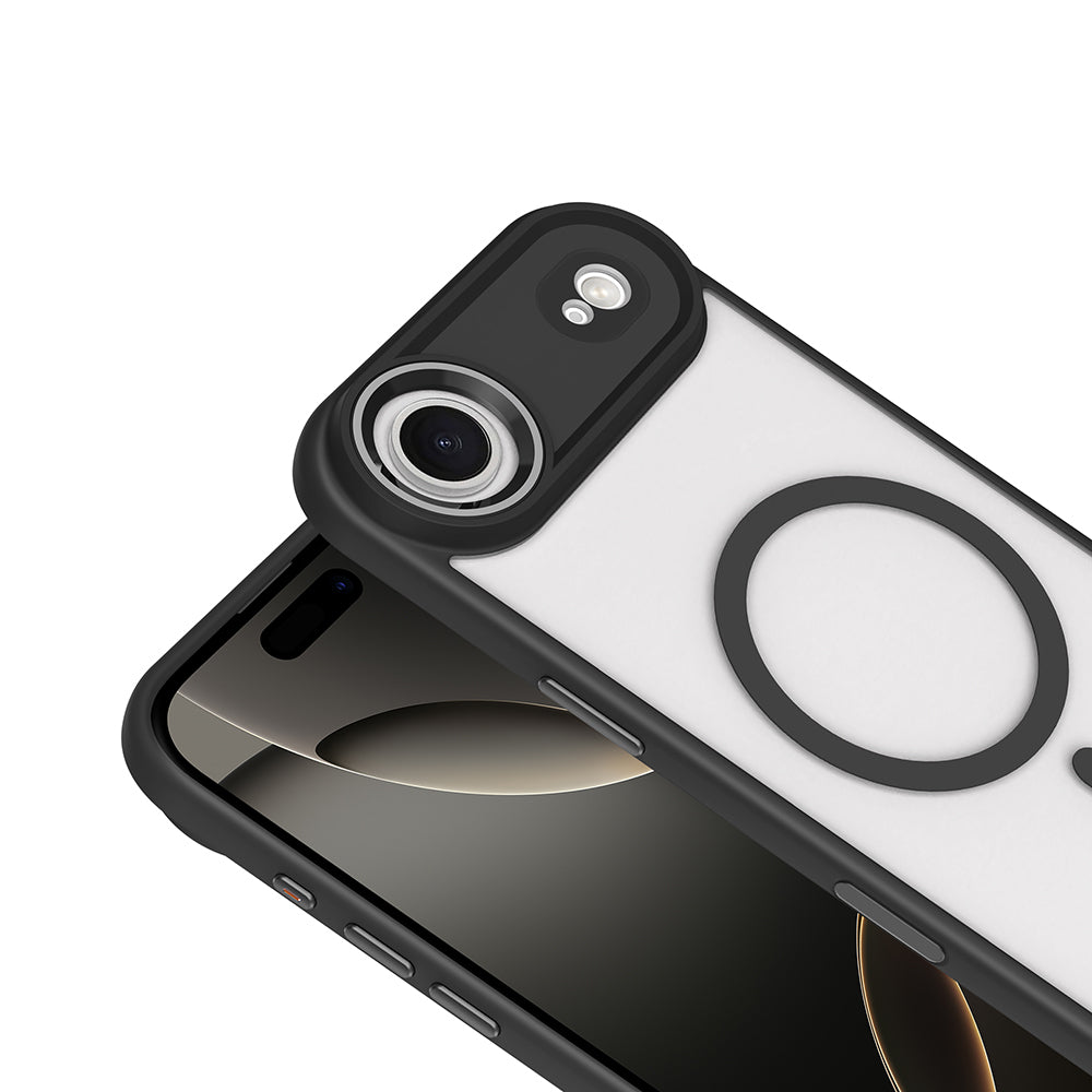 Apple iPhone 17 Air Kılıf Wireless Şarj Özellikli Zore Krom M-safe Silikon Kapak Turuncu