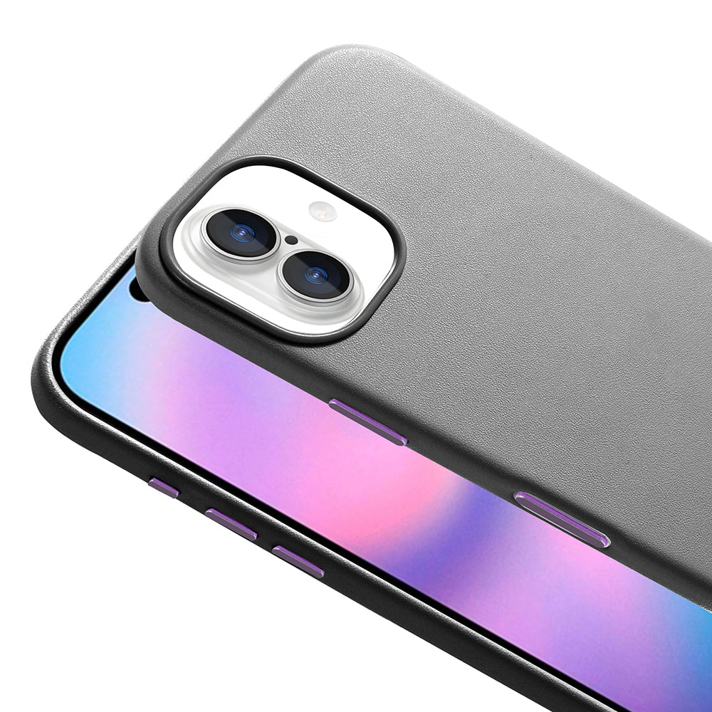 Apple iPhone 17 Kılıf M-safe Şarj Özellikli PU Deri Görünümlü Zore Kupra Kapak Mor