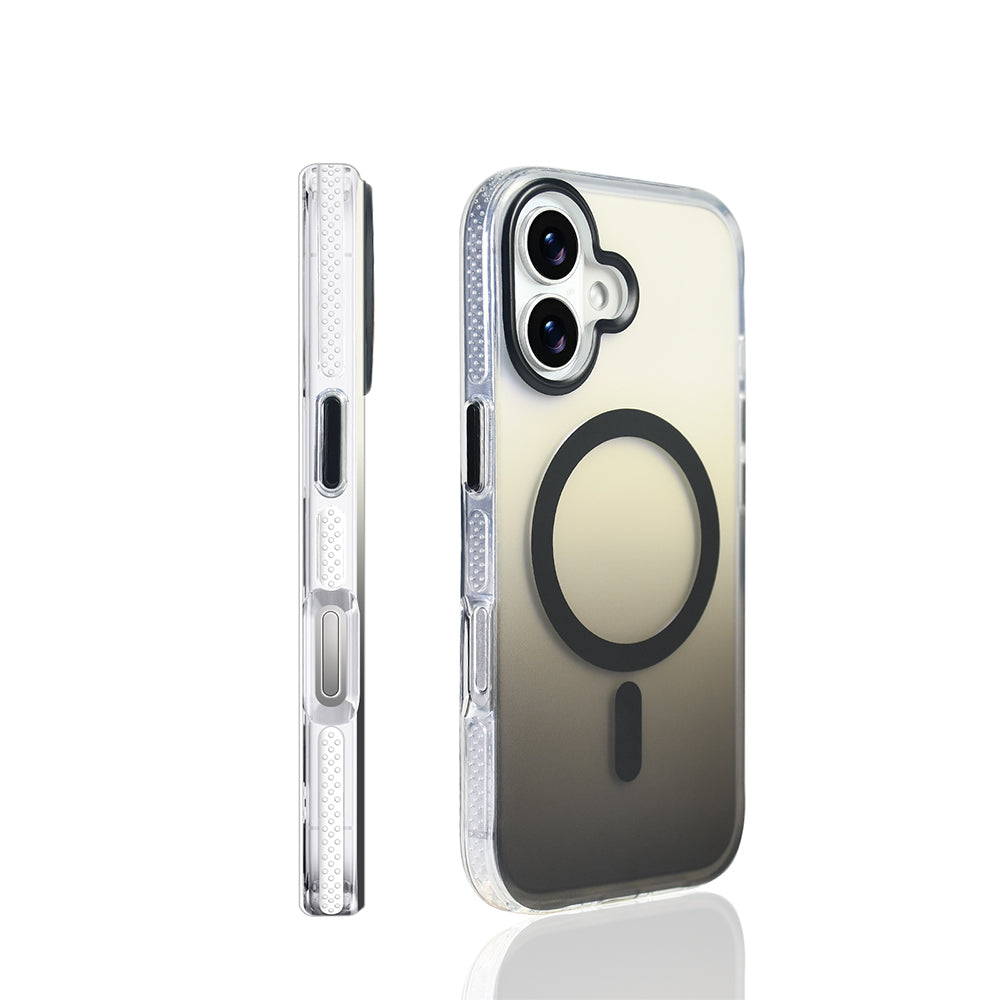 Apple iPhone 17 Kılıf M-safe Şarj Özellikli Transparan Renk Geçişli Zore Toros Kapak Gri