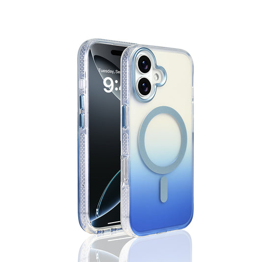 Apple iPhone 17 Kılıf M-safe Şarj Özellikli Transparan Renk Geçişli Zore Toros Kapak Mavi