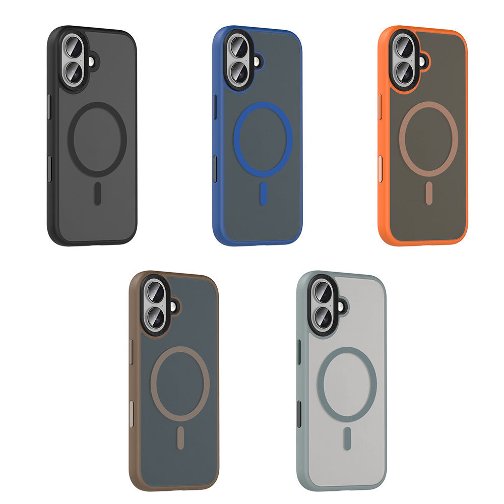 Apple iPhone 17 Kılıf Mat Arka Yüzey Wireless Şarj Özellikli Zore Flet M-safe Kapak Gri