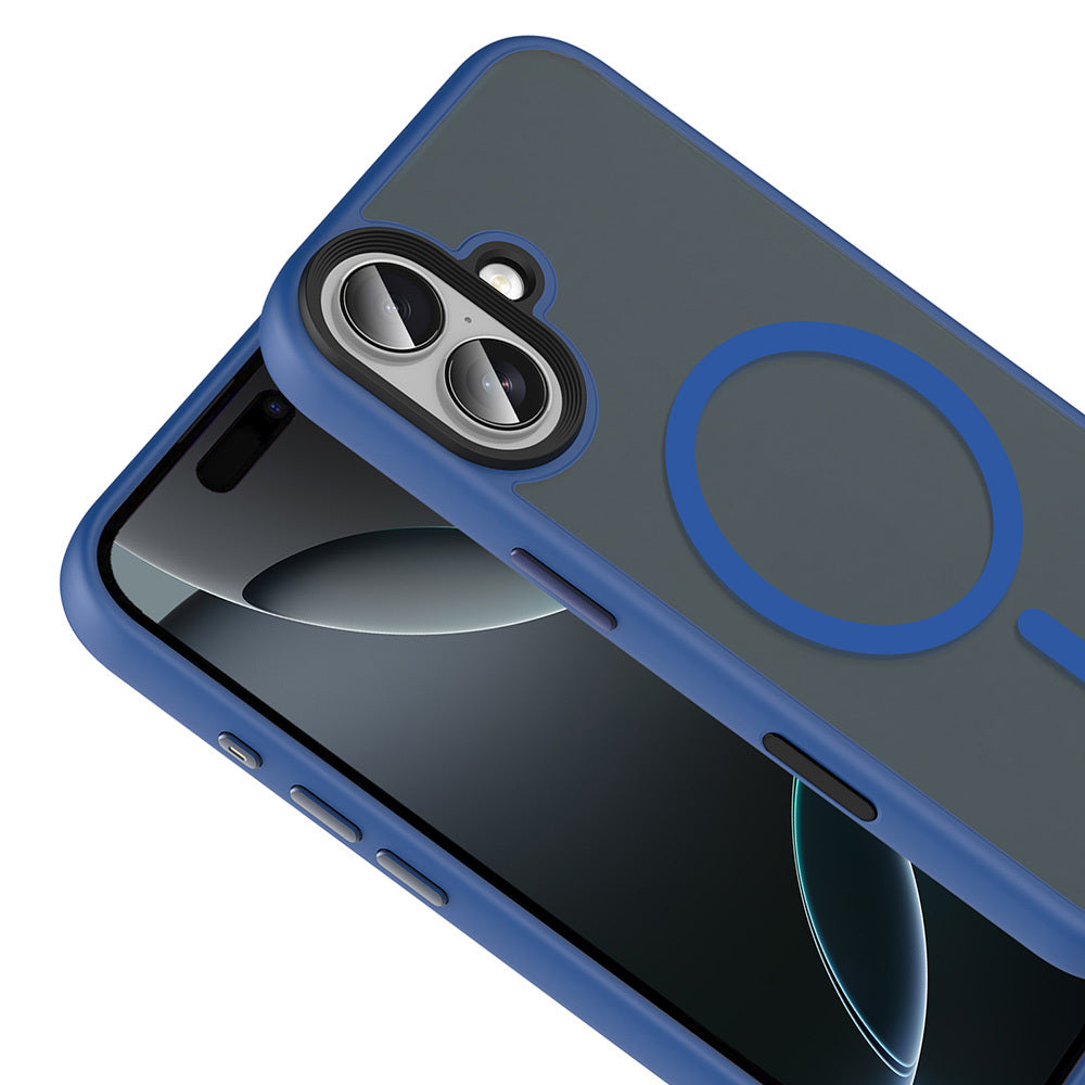 Apple iPhone 17 Kılıf Mat Arka Yüzey Wireless Şarj Özellikli Zore Flet M-safe Kapak Gri