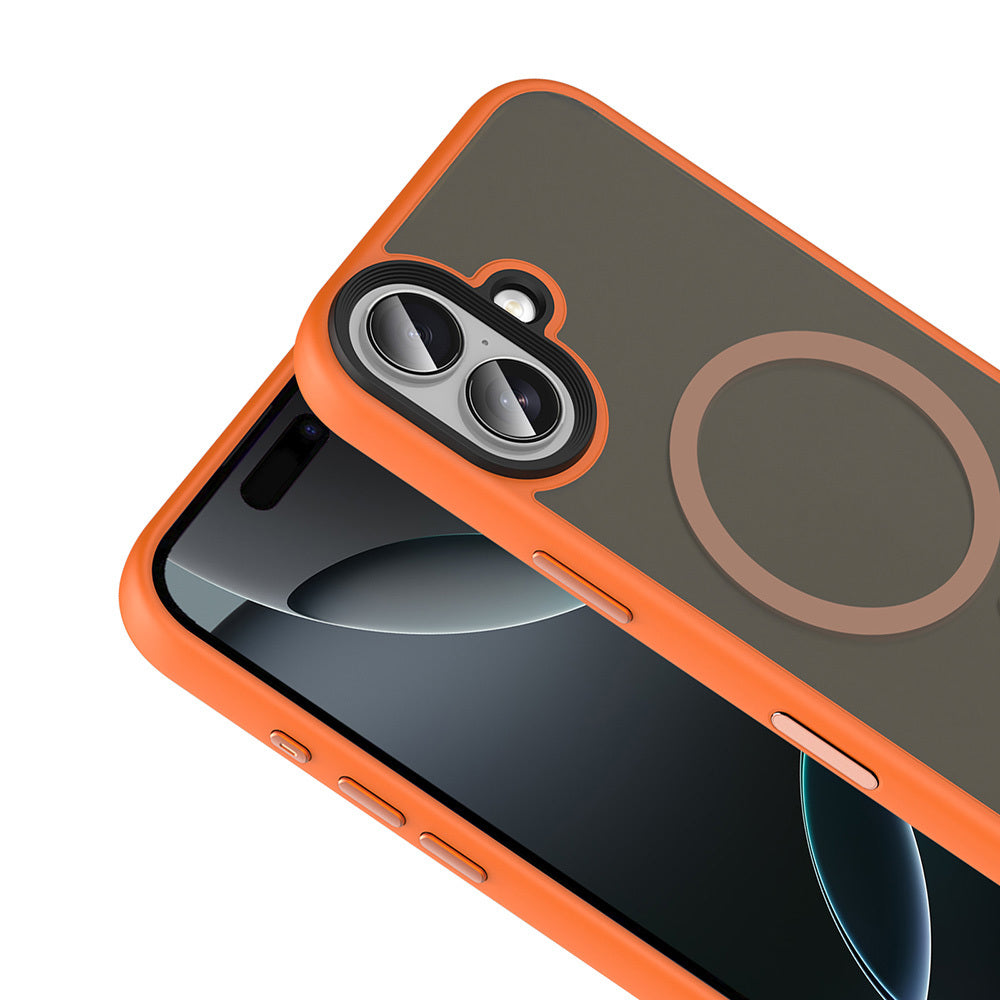 Apple iPhone 17 Kılıf Mat Arka Yüzey Wireless Şarj Özellikli Zore Flet M-safe Kapak Lacivert