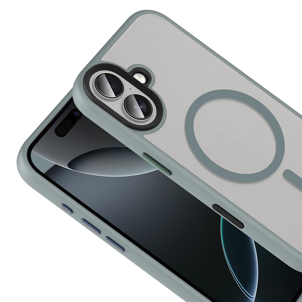 Apple iPhone 17 Kılıf Mat Arka Yüzey Wireless Şarj Özellikli Zore Flet M-safe Kapak Siyah