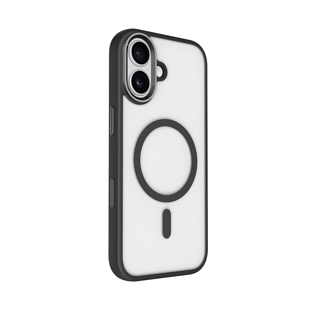 Apple iPhone 17 Kılıf Wireless Şarj Özellikli Zore Krom M-safe Silikon Kapak Siyah