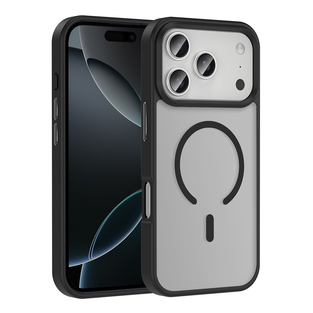 Apple iPhone 17 Pro Kılıf M-safe Şarj Özellikli Mat Arka Yüzey Zore Sio Kapak Siyah