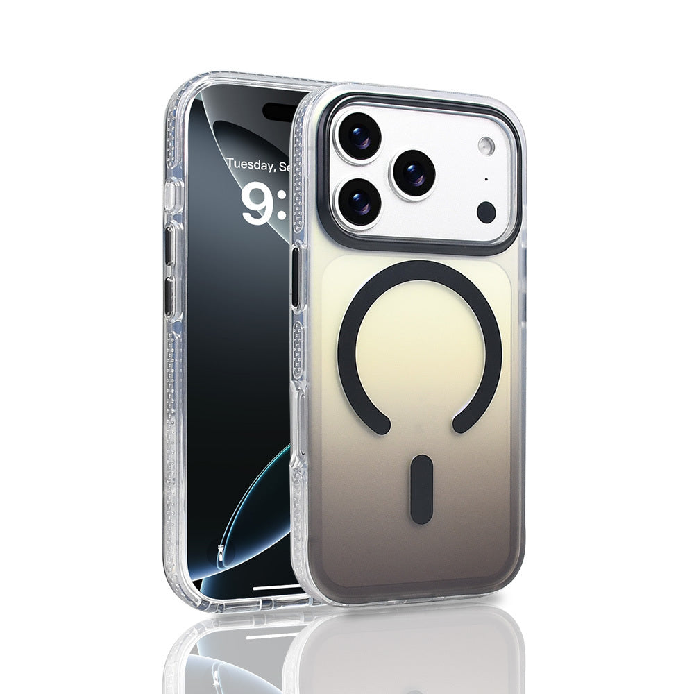 Apple iPhone 17 Pro Kılıf M-safe Şarj Özellikli Transparan Renk Geçişli Zore Toros Kapak Mavi