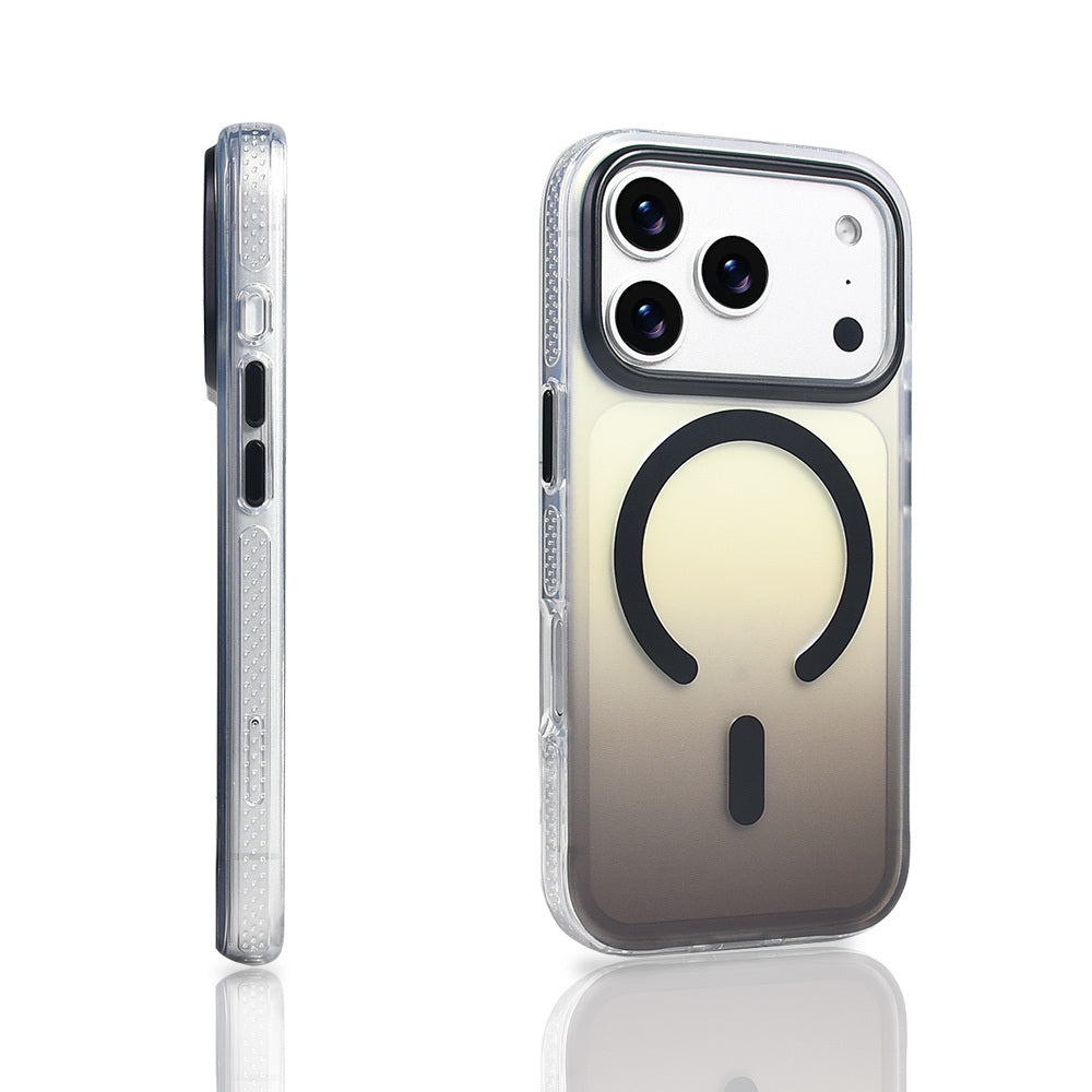 Apple iPhone 17 Pro Kılıf M-safe Şarj Özellikli Transparan Renk Geçişli Zore Toros Kapak Gri