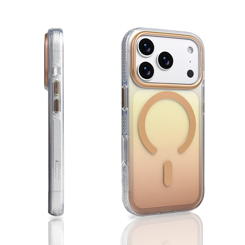 Apple iPhone 17 Pro Kılıf M-safe Şarj Özellikli Transparan Renk Geçişli Zore Toros Kapak Rose Pembe