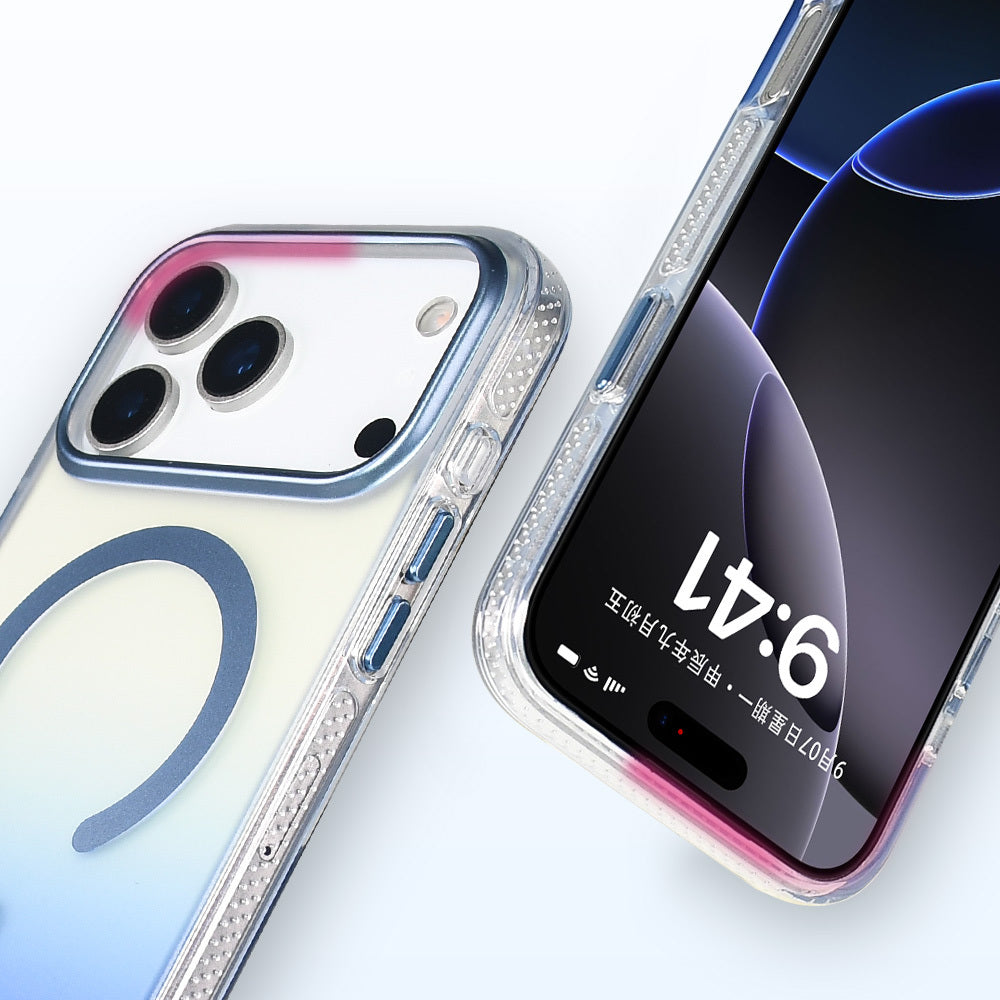 Apple iPhone 17 Pro Kılıf M-safe Şarj Özellikli Transparan Renk Geçişli Zore Toros Kapak Siyah