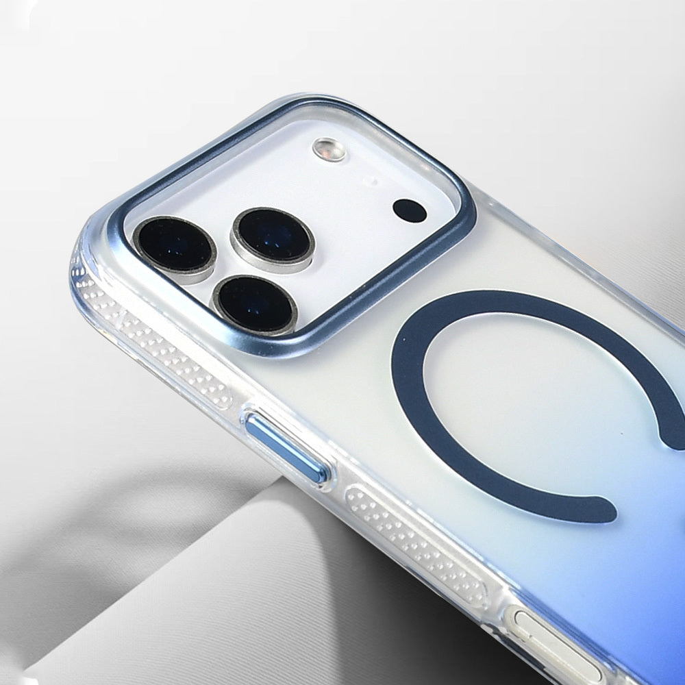 Apple iPhone 17 Pro Kılıf M-safe Şarj Özellikli Transparan Renk Geçişli Zore Toros Kapak Rose Pembe