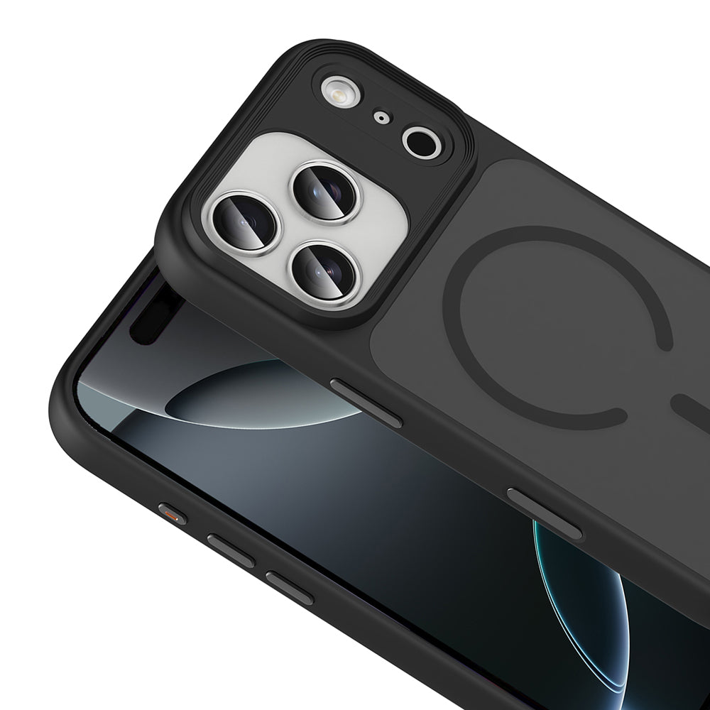 Apple iPhone 17 Pro Kılıf Mat Arka Yüzey Wireless Şarj Özellikli Zore Flet M-safe Kapak Turuncu