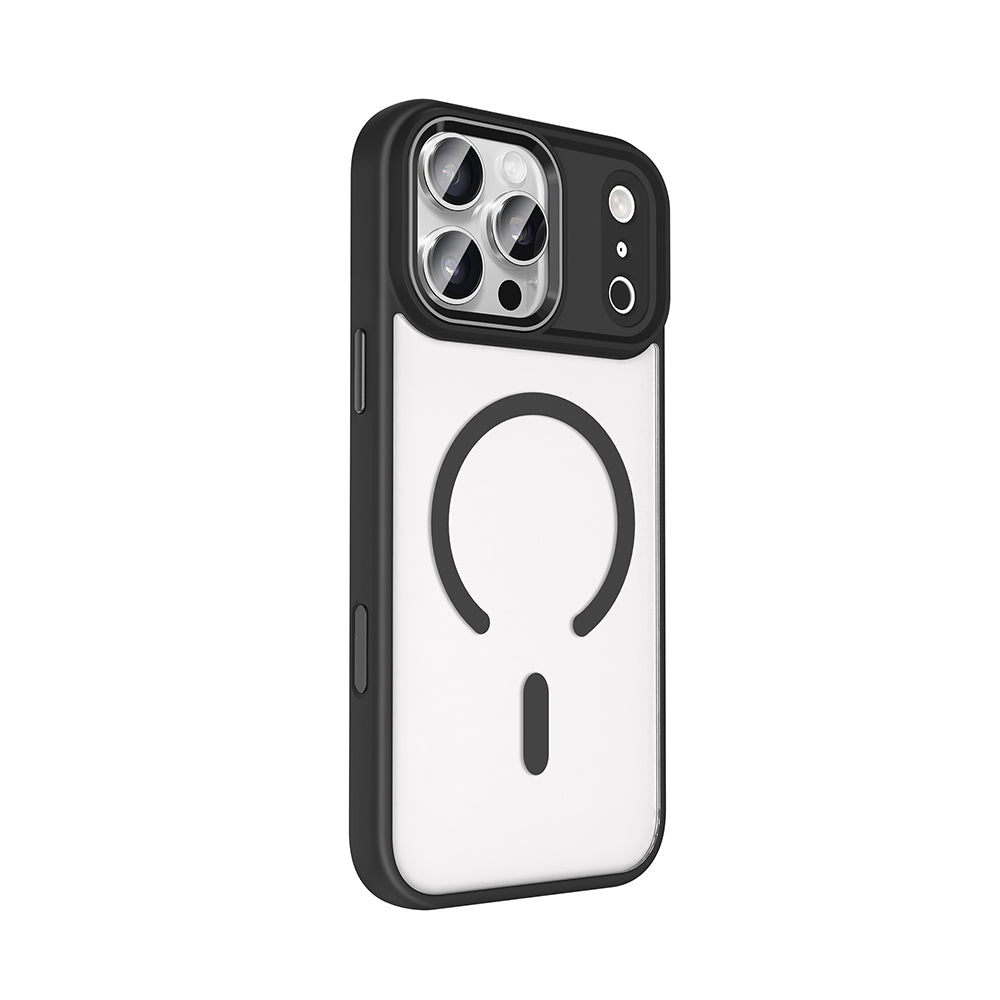 Apple iPhone 17 Pro Kılıf Wireless Şarj Özellikli Zore Krom M-safe Silikon Kapak Siyah