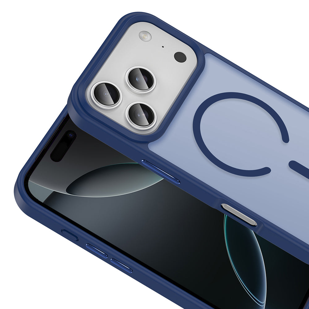 Apple iPhone 17 Pro Max Kılıf M-safe Şarj Özellikli Mat Arka Yüzey Zore Sio Kapak Lacivert