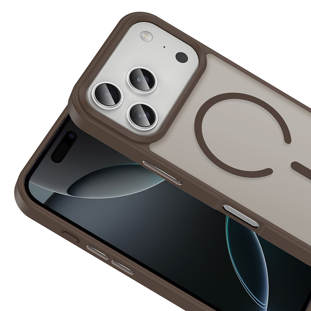 Apple iPhone 17 Pro Max Kılıf M-safe Şarj Özellikli Mat Arka Yüzey Zore Sio Kapak Desert Titanyum