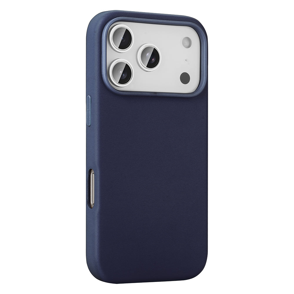 Apple iPhone 17 Pro Max Kılıf M-safe Şarj Özellikli PU Deri Görünümlü Zore Kupra Kapak Lacivert