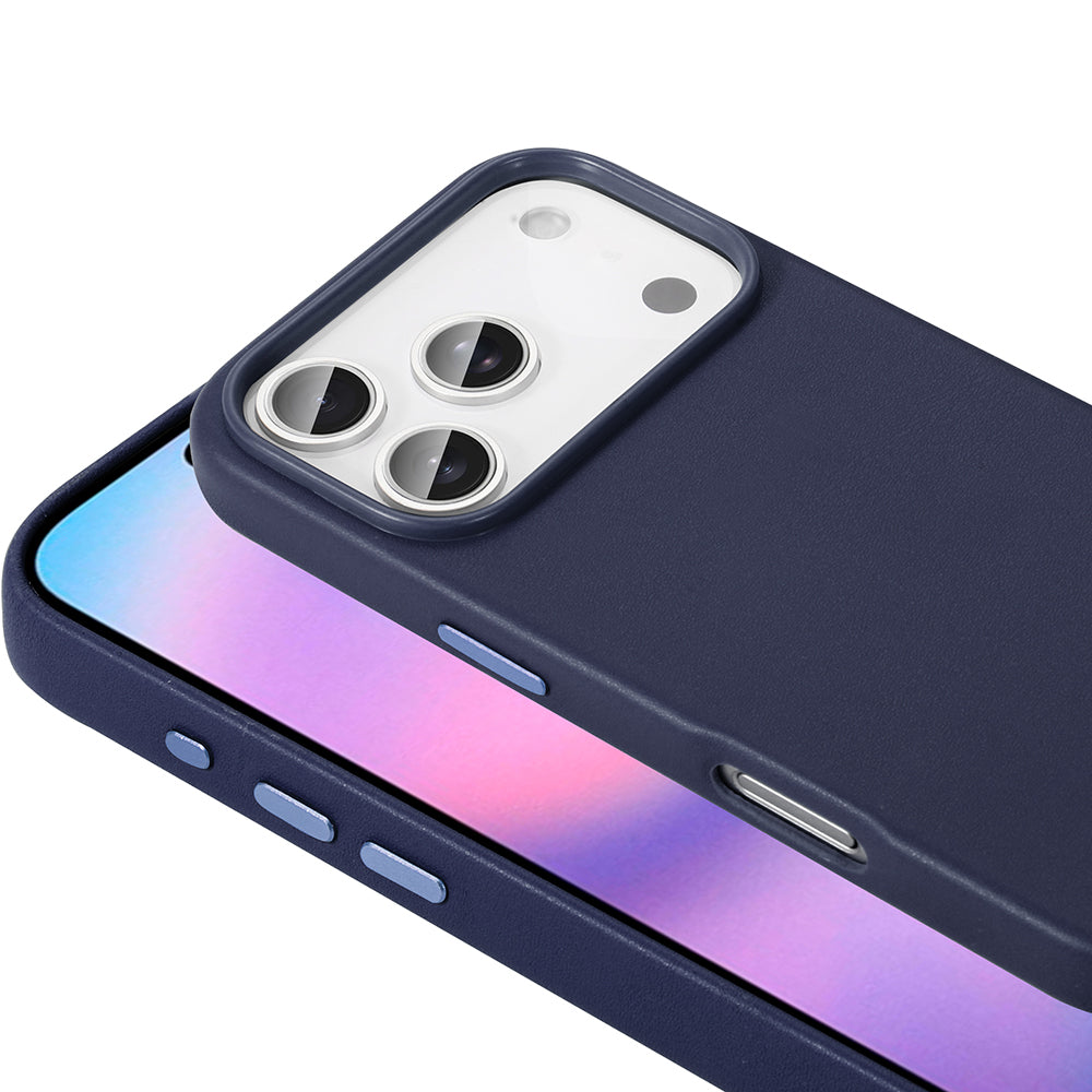 Apple iPhone 17 Pro Max Kılıf M-safe Şarj Özellikli PU Deri Görünümlü Zore Kupra Kapak Gri