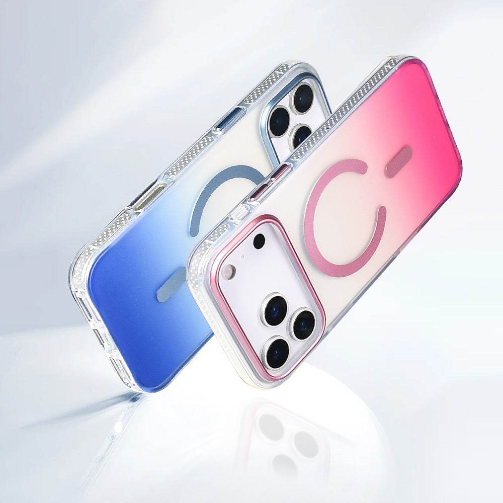 Apple iPhone 17 Pro Max Kılıf M-safe Şarj Özellikli Transparan Renk Geçişli Zore Toros Kapak Gri