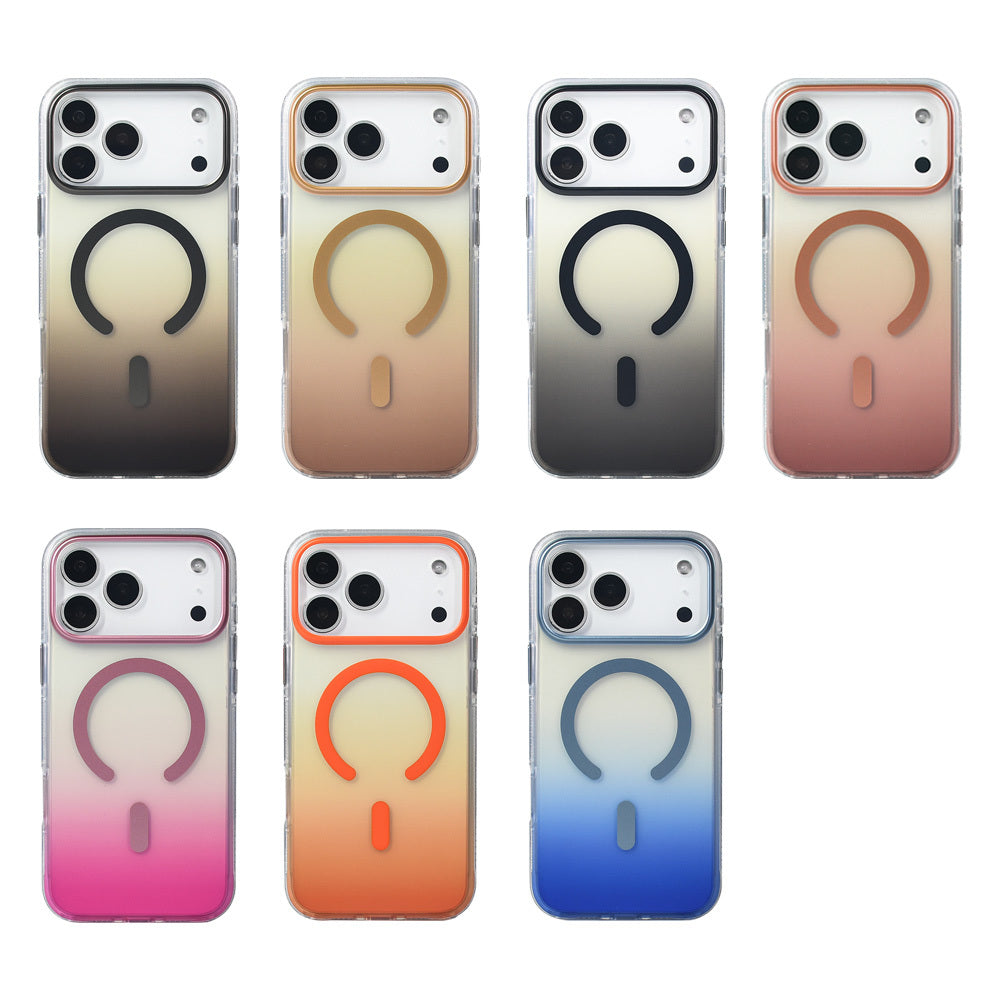 Apple iPhone 17 Pro Max Kılıf M-safe Şarj Özellikli Transparan Renk Geçişli Zore Toros Kapak Gold