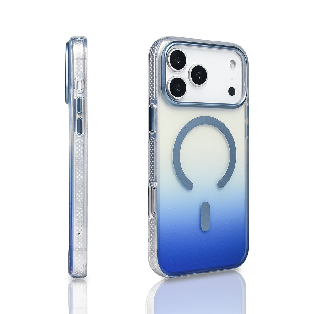 Apple iPhone 17 Pro Max Kılıf M-safe Şarj Özellikli Transparan Renk Geçişli Zore Toros Kapak Rose Pembe