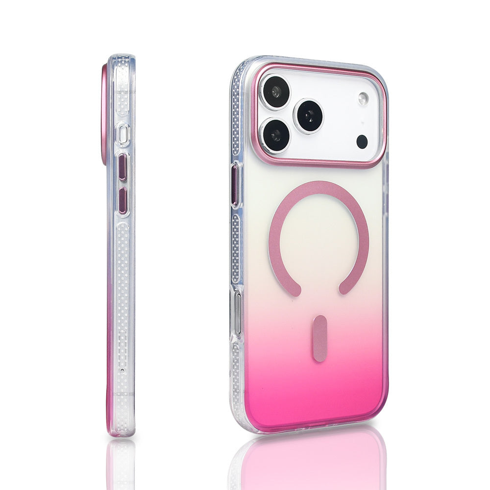 Apple iPhone 17 Pro Max Kılıf M-safe Şarj Özellikli Transparan Renk Geçişli Zore Toros Kapak Mavi