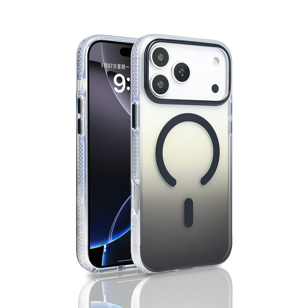 Apple iPhone 17 Pro Max Kılıf M-safe Şarj Özellikli Transparan Renk Geçişli Zore Toros Kapak Siyah