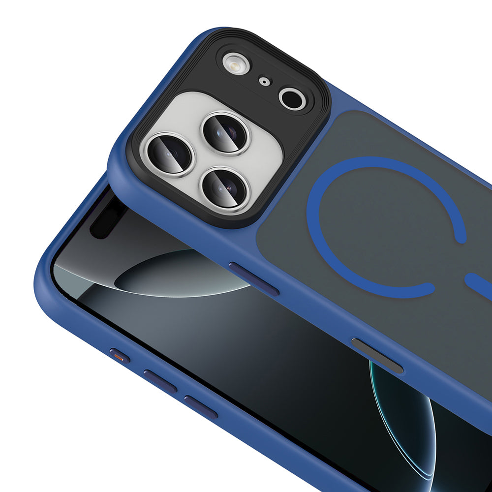 Apple iPhone 17 Pro Max Kılıf Mat Arka Yüzey Wireless Şarj Özellikli Zore Flet M-safe Kapak Gri