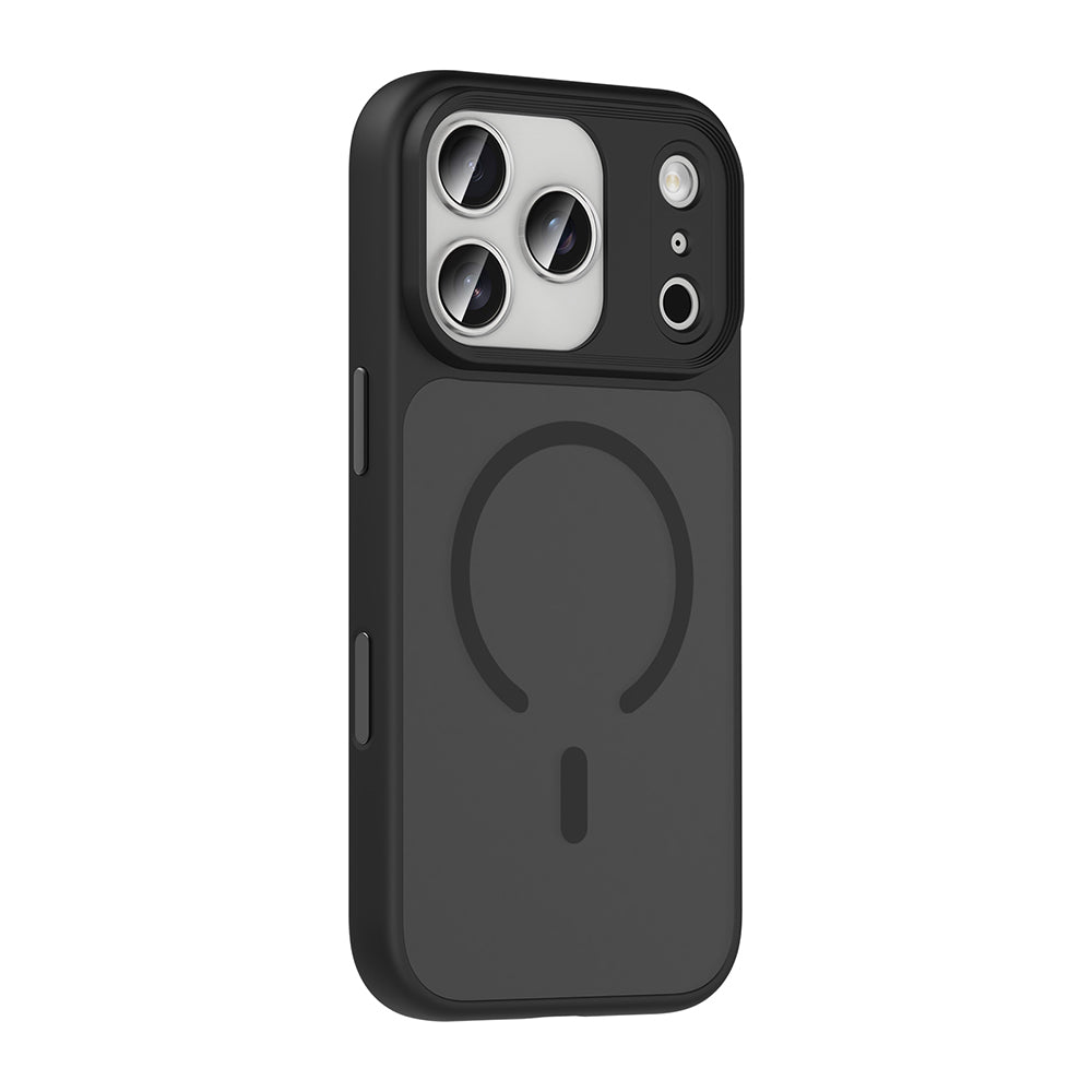 Apple iPhone 17 Pro Max Kılıf Mat Arka Yüzey Wireless Şarj Özellikli Zore Flet M-safe Kapak Desert Titanyum