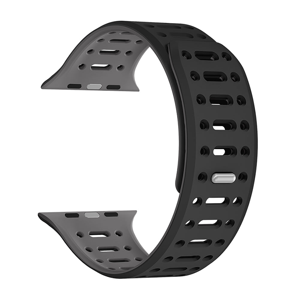 Apple Watch 10 42mm Zore KRD-124 Silikon Kordon Strap Kayış Siyah-Turuncu