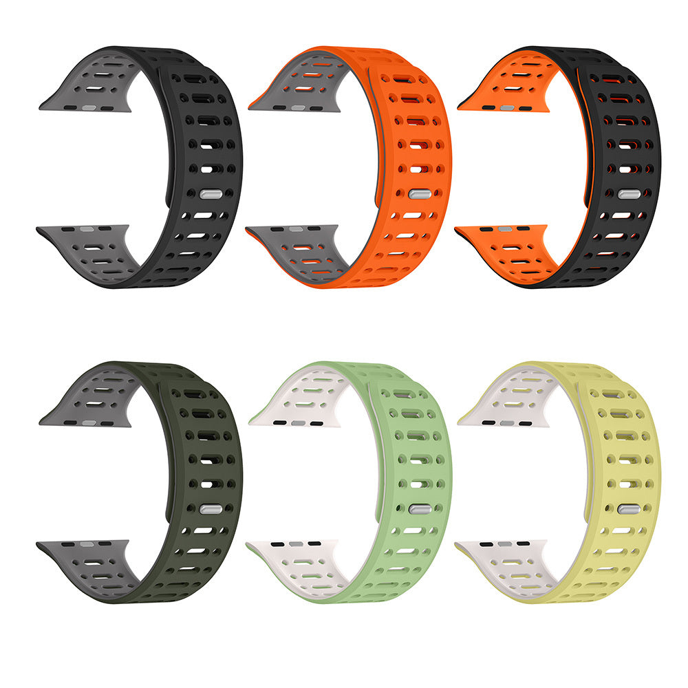 Apple Watch 10 42mm Zore KRD-124 Silikon Kordon Strap Kayış Siyah-Turuncu