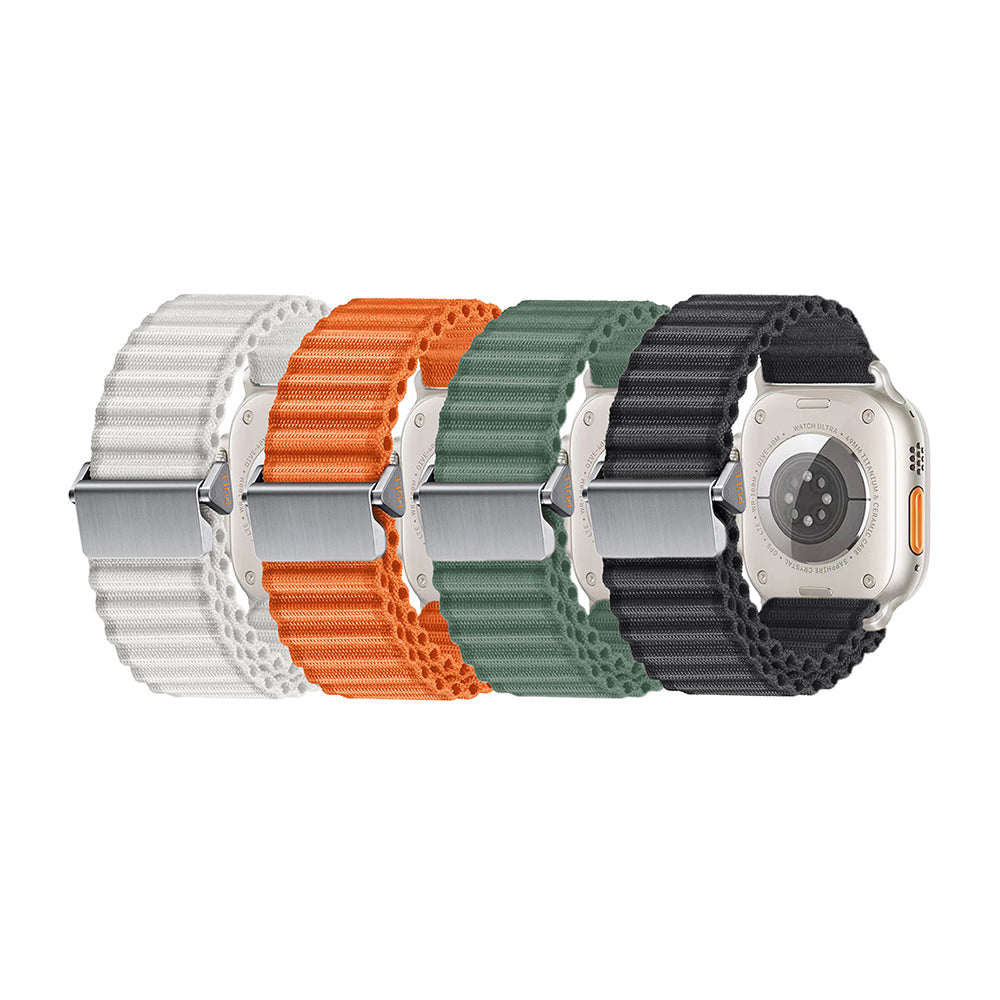 Apple Watch 10 46mm Zore KRD-123 Naylon Kumaş Hasır Örgülü Kordon Beyaz