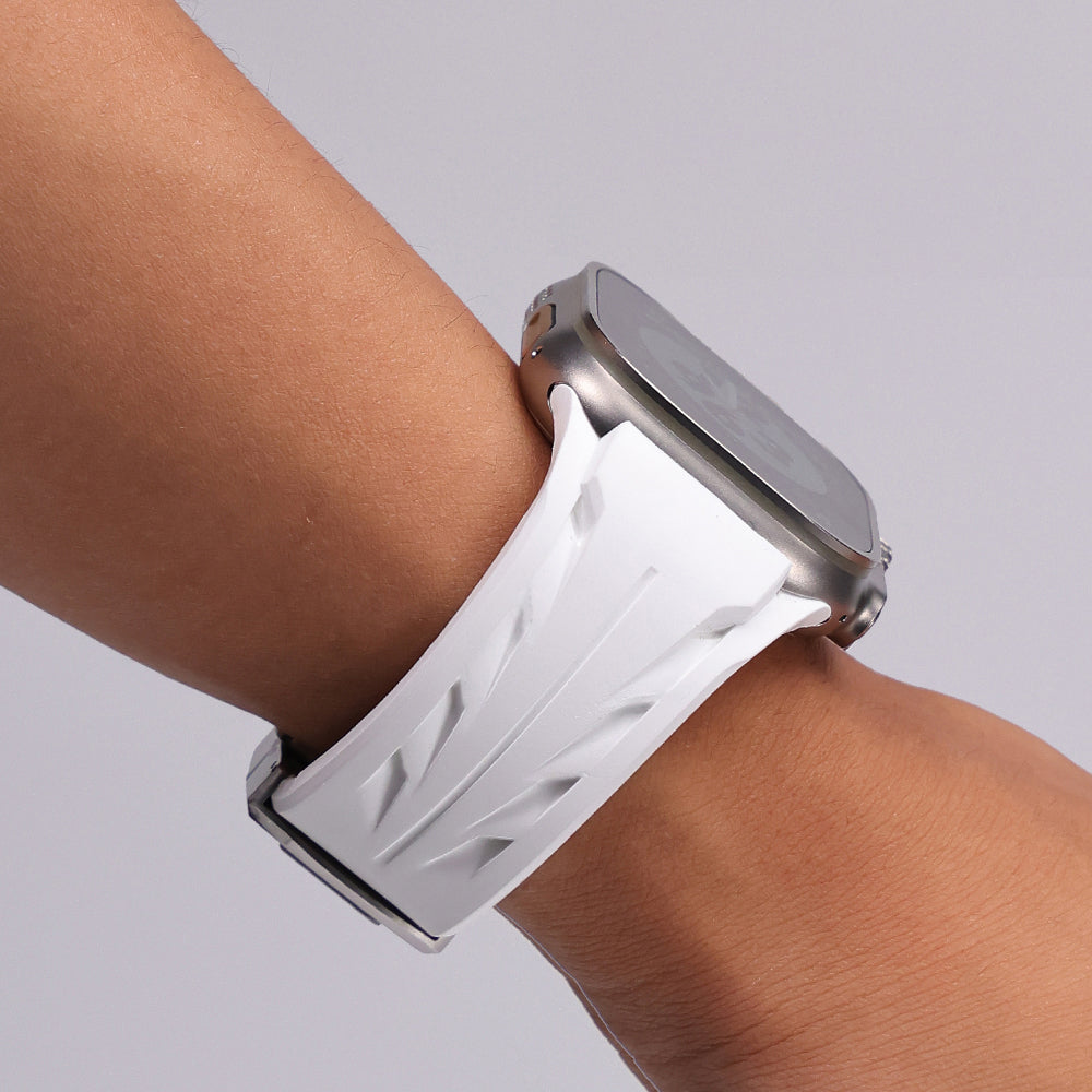 Apple Watch 42mm KRD-127 Metal Tokalı Silikon Kordon Beyaz