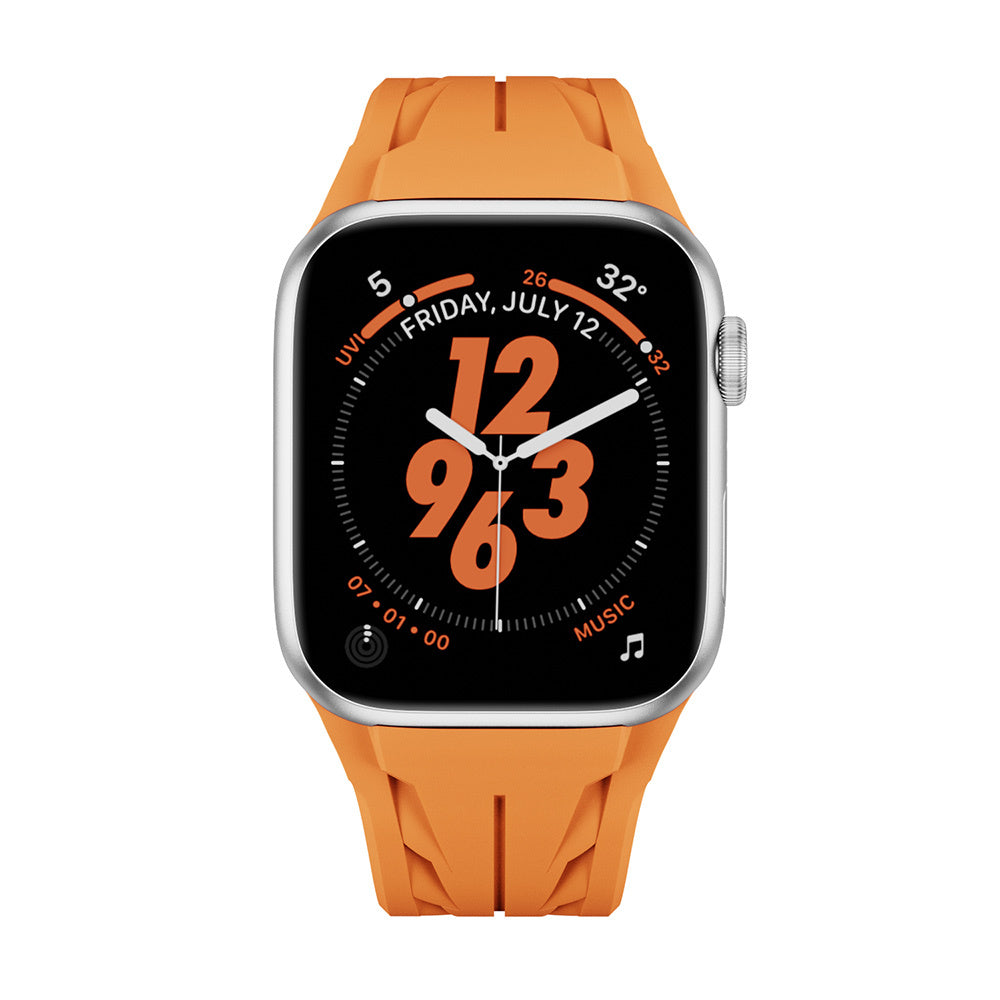 Apple Watch 42mm KRD-127 Metal Tokalı Silikon Kordon Siyah