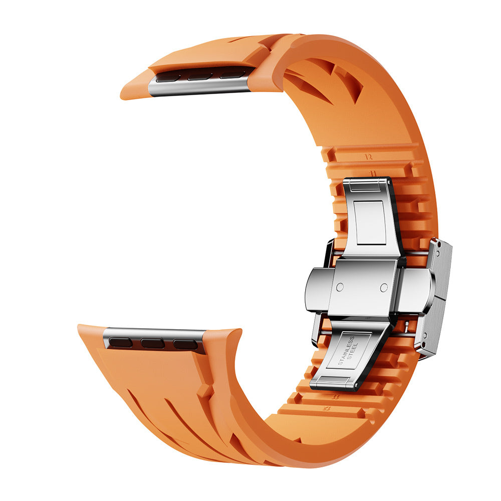 Apple Watch 42mm KRD-127 Metal Tokalı Silikon Kordon Beyaz