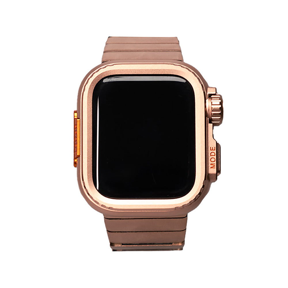 Apple Watch 44mm Zore KRD-126 Sert Kasa Koruyuculu Metal Kordon Gold