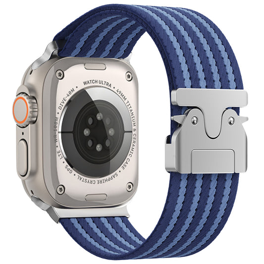 Apple Watch 49mm Zore KRD-133 Naylon Kumaş Hasır Örgülü Kordon Mavi