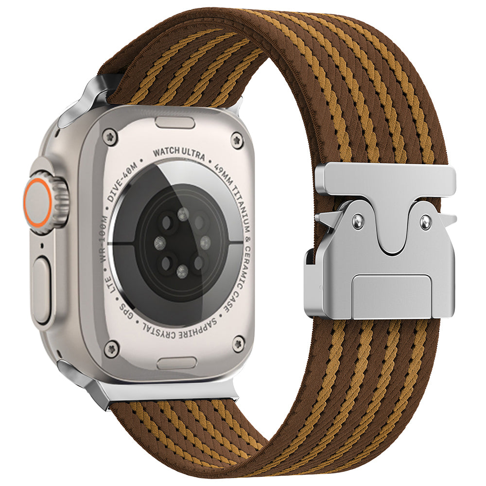 Apple Watch 49mm Zore KRD-133 Naylon Kumaş Hasır Örgülü Kordon Kahverengi