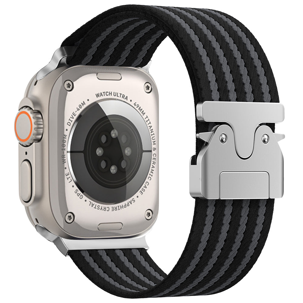 Apple Watch 49mm Zore KRD-133 Naylon Kumaş Hasır Örgülü Kordon Siyah