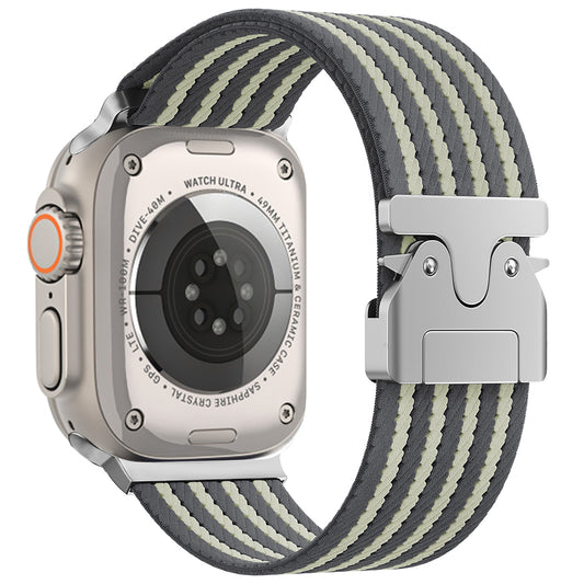 Apple Watch 49mm Zore KRD-133 Naylon Kumaş Hasır Örgülü Kordon Gri