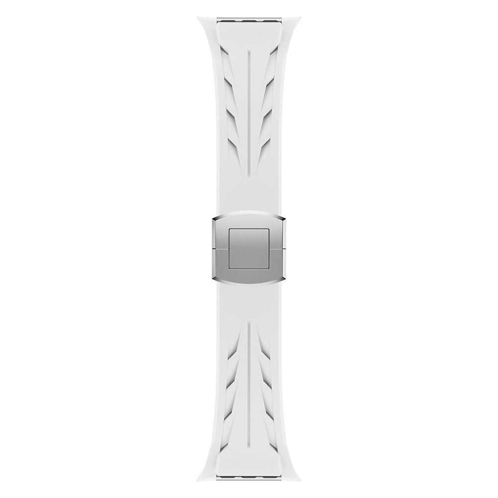 Apple Watch 7 45mm KRD-127 Metal Tokalı Silikon Kordon Beyaz