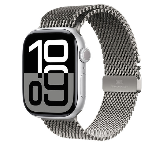 Apple Watch 7 45mm Zore KRD-100 Titanyum Hasır Kordon Titanyum-Gümüş
