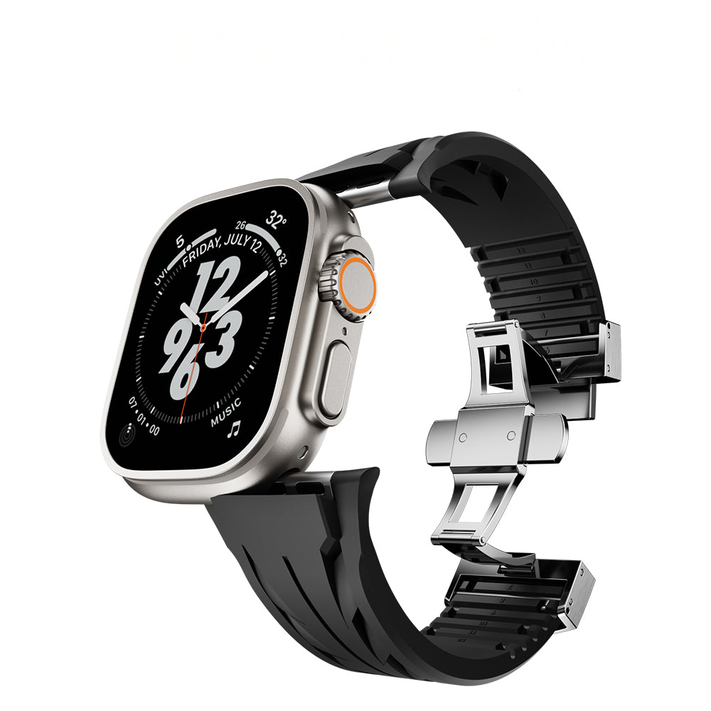 Apple Watch Ultra 49mm KRD-127 Metal Tokalı Silikon Kordon Turuncu
